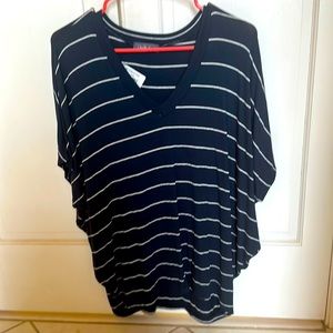 Brand new with tags from boutique draped navy and white stripe top